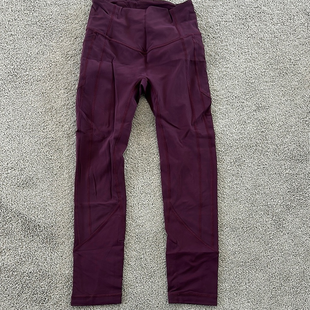 Maroon lululemon leggings with pockets